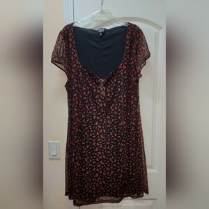 Derek Heart Black and Red Floral Blouse